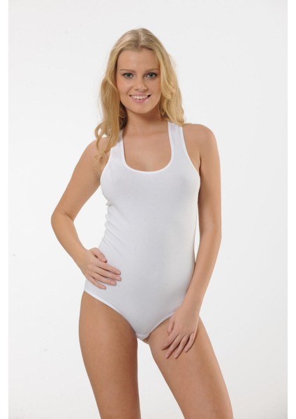 3006 3'lü Kalın Askılı Çıtçıtlı Body - Beyaz