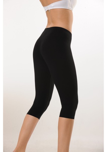 4001 3'lü Pamuk Diz Altı Kapri Tayt - Siyah modelleri