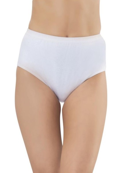 1003 Pamuklu Ribana Bato Kadın Külot - Beyaz