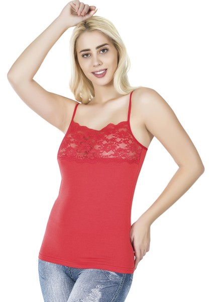 Dantelli Kadın Kırmızı Atlet 212