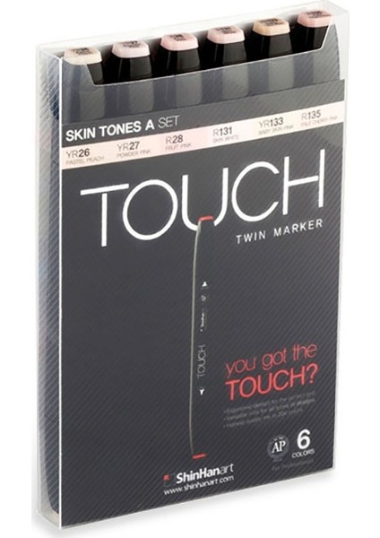Shinhan : Touch Twin Marker : Çift Uçlu Markör Kalem Seti : 6 Renk : Ten Renkleri (A)