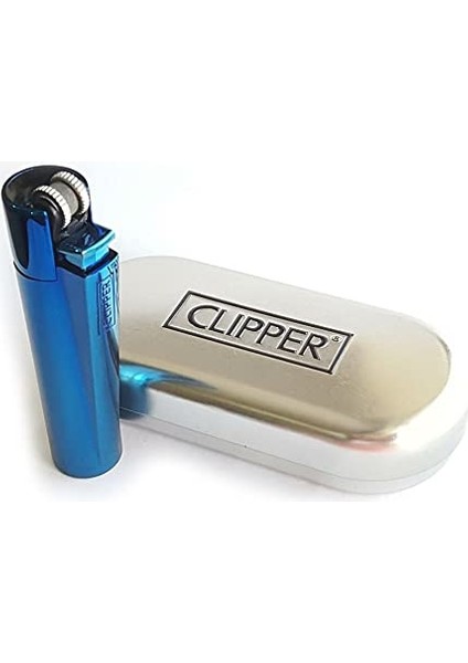 Clipper Kutulu Metal Taşlı Çakmak Deep Blue Mavi