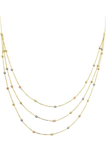 Çok Zincirli Top Top Altınlı Kolye