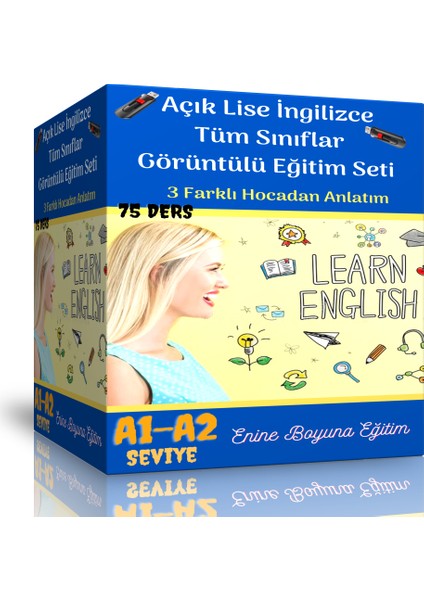 Açık Lise Ingilizce Tüm Sınıflar Görüntülü Eğitim Seti (75 Ders Videosu)