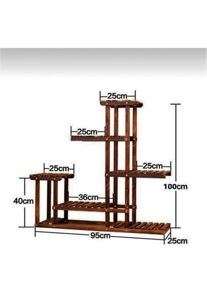 Tarfadek Saksı Standı 6 Katlı Saksılık Çiçeklik Çok Katlı Dekoratif Saksı Standı 100 x 95 x 25