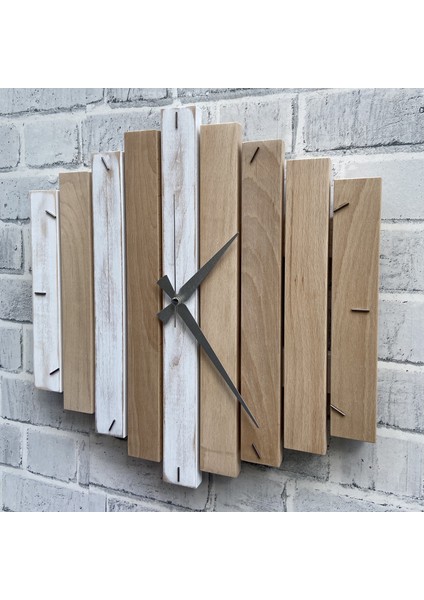 katre Dizayn Doğal Ahşap Geotmetrik Duvar Saati 40X40 cm modelleri