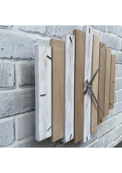 katre Dizayn Doğal Ahşap Geotmetrik Duvar Saati 40X40 cm fırsatları