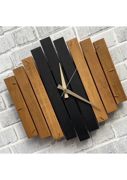 katre Dizayn Doğal Ahşap Geotmetrik Duvar Saati 40X40 cm modelleri
