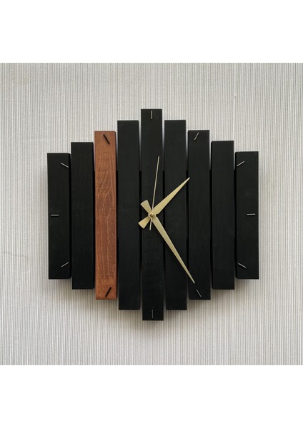 katre Dizayn Doğal Ahşap Geotmetrik Duvar Saati 40X40 cm