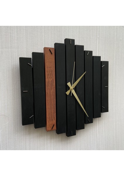 katre Dizayn Doğal Ahşap Geotmetrik Duvar Saati 40X40 cm modelleri