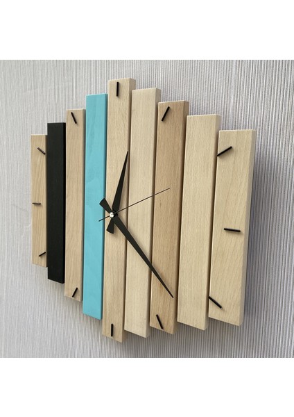 katre Dizayn Doğal Ahşap Geotmetrik Duvar Saati 40X40 cm modelleri