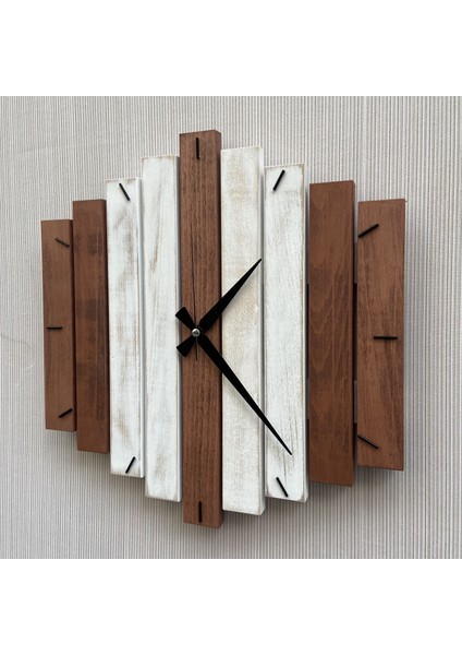 katre Dizayn Doğal Ahşap Geotmetrik Duvar Saati 40X40 cm modelleri