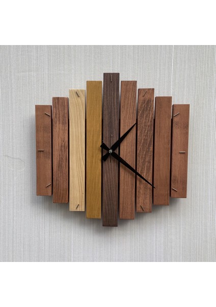 katre Dizayn Doğal Ahşap Geotmetrik Duvar Saati 40X40 cm fiyatları