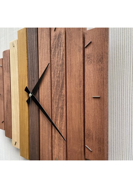 katre Dizayn Doğal Ahşap Geotmetrik Duvar Saati 40X40 cm fırsatları