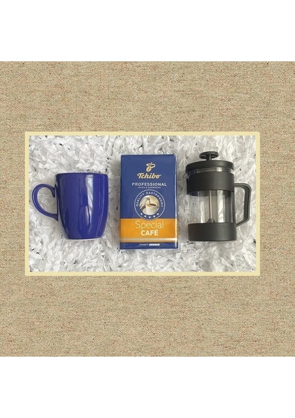 Special 250 gr & Siyah French Press & Lacivert Kupa Bardak Seti