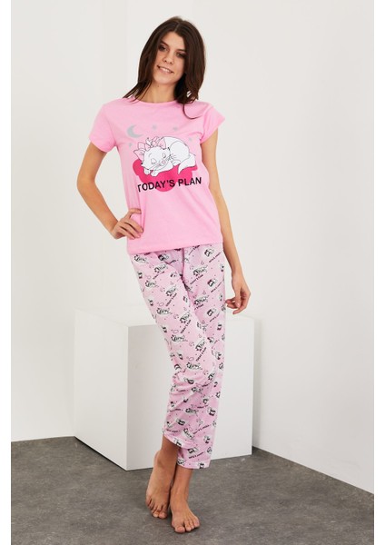 Baskılı Kısa Kol Pijama Takım