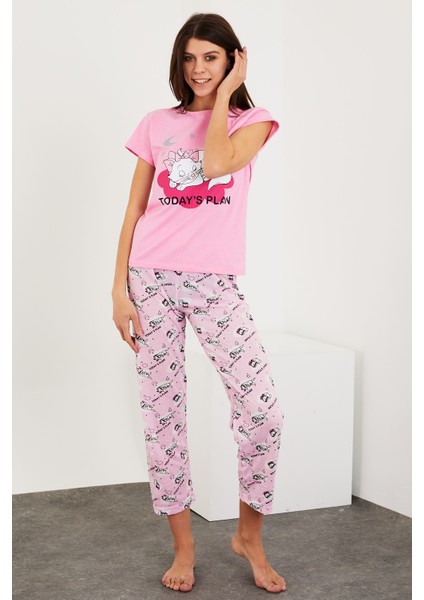 Baskılı Kısa Kol Pijama Takım