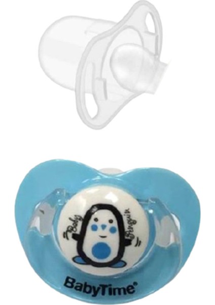 Silikon Damaklı Koruyucu Kapaklı Mat Gövdeli Emzik N.2 Mavi