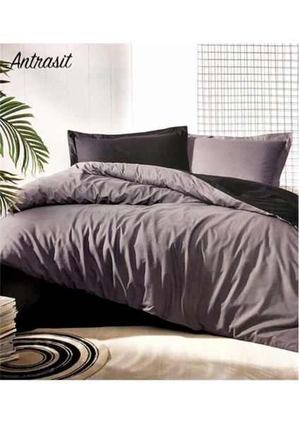 Nevresim Takımı Ranforce Çift Kişilik Antrasit Siyah Colormix