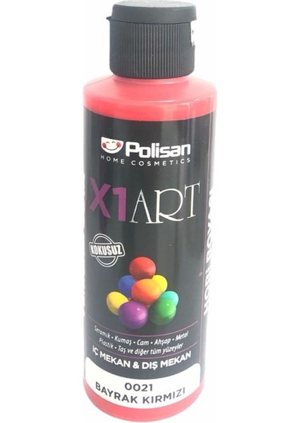 X1ART Vernikli Hobi Boyası 120 ml - 0021 Bayrak Kırmızı
