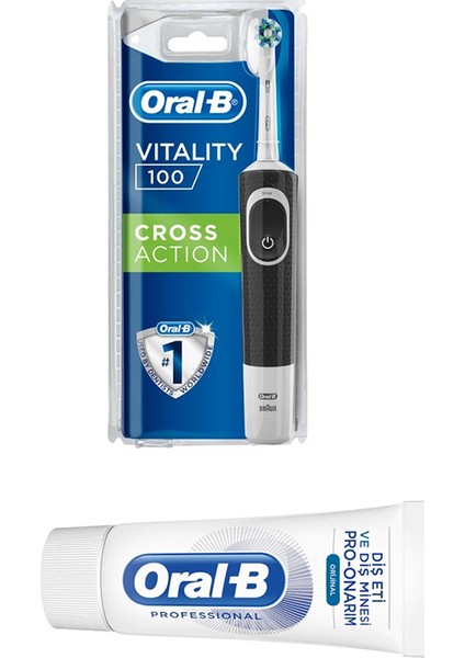 D100 Şarjlı Black Crossaction Diş + Oral B Diş Macunu 50 ml