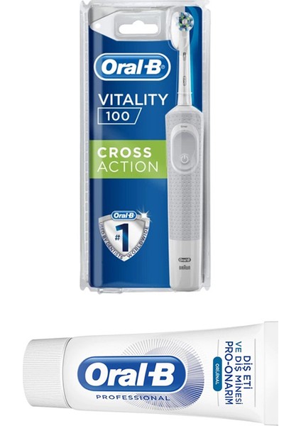 D100 Şarjlı Black Crossaction Diş + Oral B Diş Macunu 50 ml