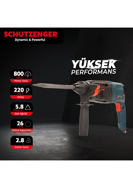 S1C-26MM 800 Watt Sds Plus Kırıcı Delici Hilti Matkap 26 mm 2.2 Juel