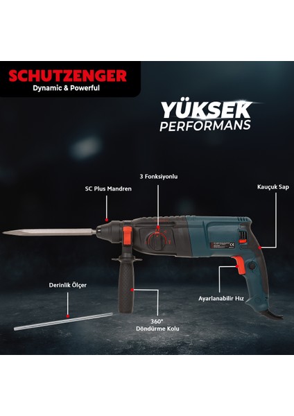 S1C-26MM 800 Watt Sds Plus Kırıcı Delici Hilti Matkap 26 mm 2.2 Juel