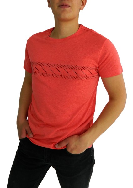 Erkek Sıfır Yaka Pano Baskılı Petek Süprem T-Shirt 2123 BGL-ST01