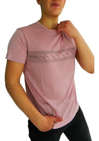 Erkek Sıfır Yaka Pano Baskılı Petek Süprem T-Shirt 2123 BGL-ST01