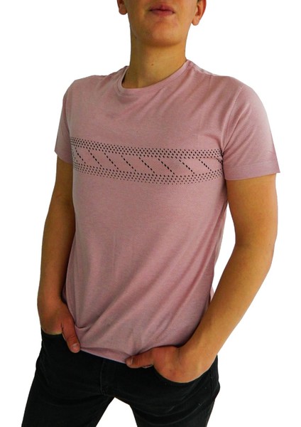 Erkek Sıfır Yaka Pano Baskılı Petek Süprem T-Shirt 2123 BGL-ST01