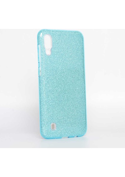 - Samsung Galaxy M10 - Kılıf Simli Koruyucu Shining Silikon - Mavi - T8146