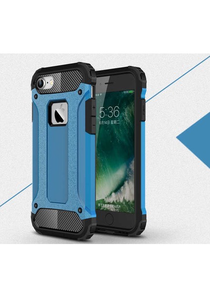 - Apple iPhone 7 - Kılıf Çift Katman Zırh Tank Crash Military Kapak - Mavi - T2452