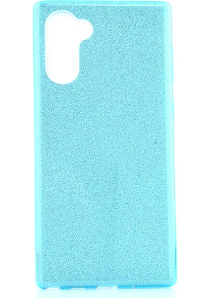 noktaks - Samsung Galaxy Note 10 - Kılıf Simli Koruyucu Shining Silikon - Mavi - T9885