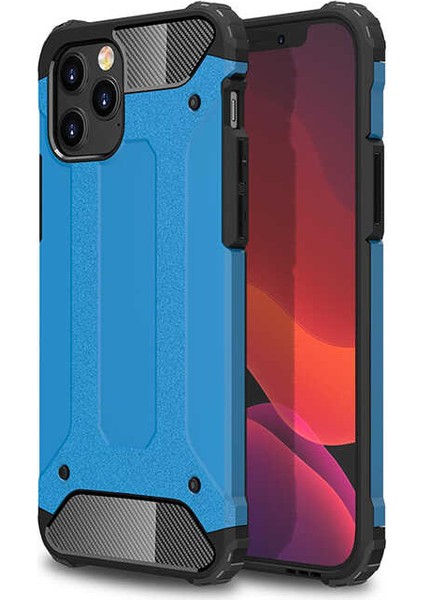 - Apple iPhone 12 Pro - Kılıf Çift Katman Zırh Tank Crash Military Kapak - Mavi