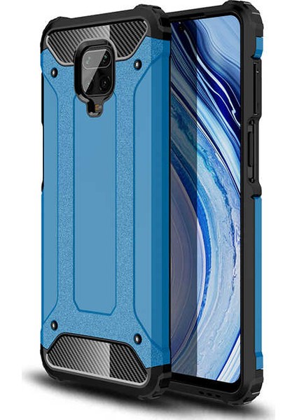 - Xiaomi Redmi Note 9 Pro - Kılıf Çift Katman Zırh Tank Crash Military Kapak - Mavi