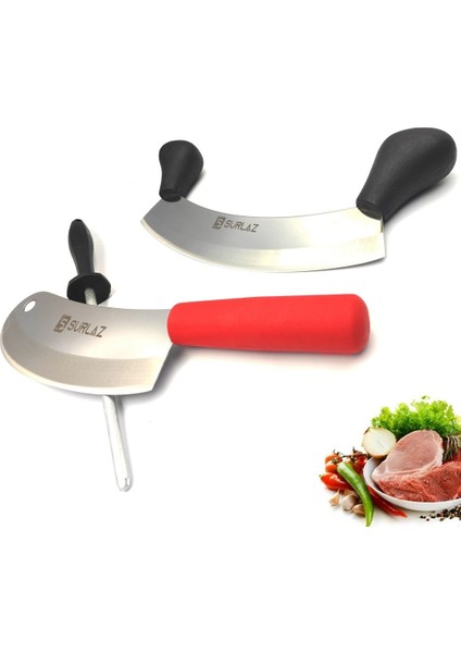Zırh Bıçak Seti Kıyma Bıçağı Soğan Satırı Pratik Kebap Seti