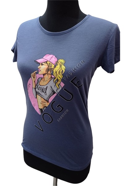 Lacivert Kız Baskılı Kısa Kollu T-Shirt fiyatları