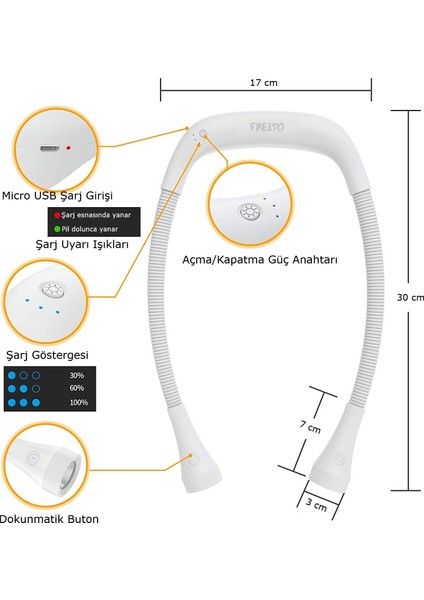 Şarjlı LED Boyun Lamba Taşınabilir Kitap Okuma Lambası