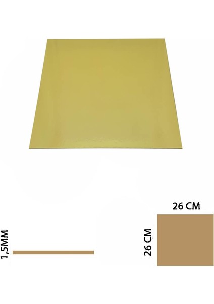 Kare Pasta Altlığı Gold Ince 26*26 5 Li