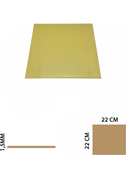 Kare Pasta Altlığı Gold Ince 22*22 5 Li