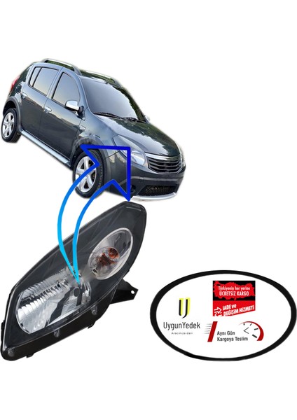 Dacia Sandero Sağ Ön Far 2011--2013 fiyatları