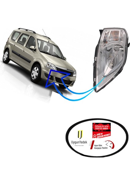 Dacia Logan Sağ Ön Far 2008--2013 fiyatları