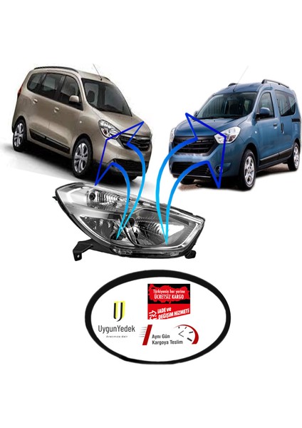 Dacia Dokker / Lodgy Sol Ön Far 2010--2014 fiyatları