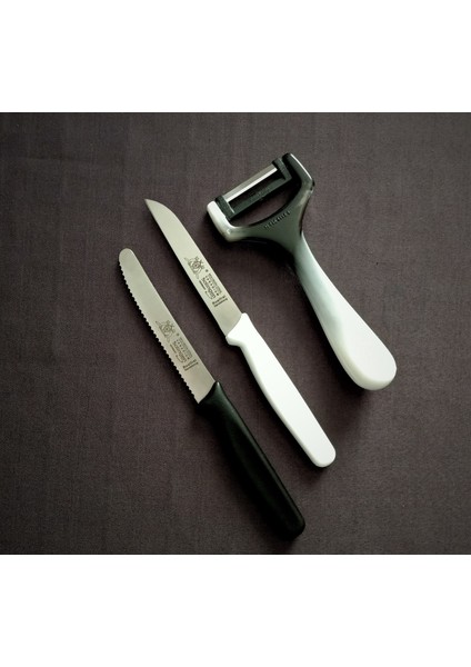 Sebze Doğrama Bıçakları ve Soyacak 3'lü Set Siyah