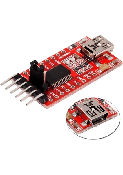 USB To Ttl Çevirici Modül FT232RL Arduino Yeni + 5 Pin Kablo