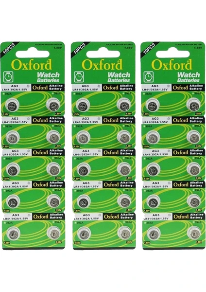 Oxford Tianqu Ag3 LR41 384 L736 1.5V Alkaline Düğme Pil 30'lu