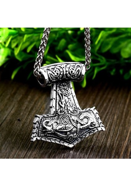 Titanyum Alaşım Paslanmaz Saf Çelik Nordic Viking Thor Kolye