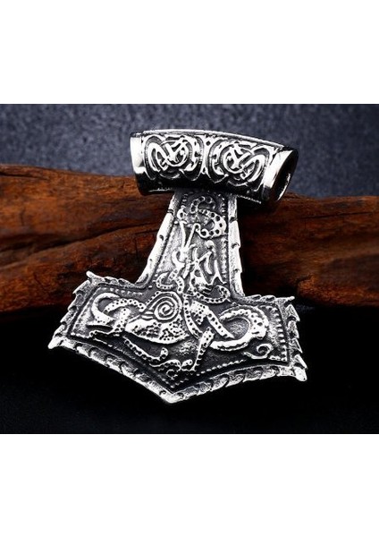 Titanyum Alaşım Paslanmaz Saf Çelik Nordic Viking Thor Kolye