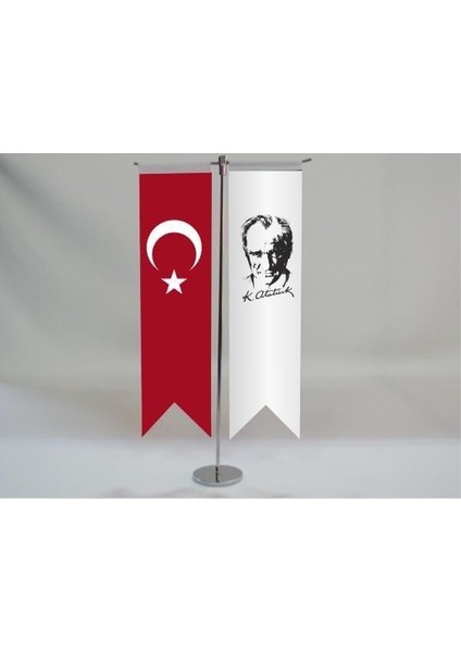 Atatürk - Türk T Masa Bayrağı 2'li Set